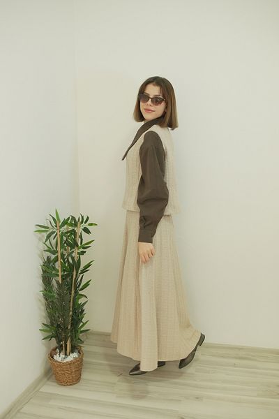 Marjita Women's Hijab Tweed Fabric Sweater Skirt Double Set