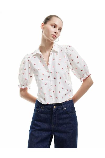 Koton Balloon Sleeve White Women's Shirt 5Sal60036Iw
