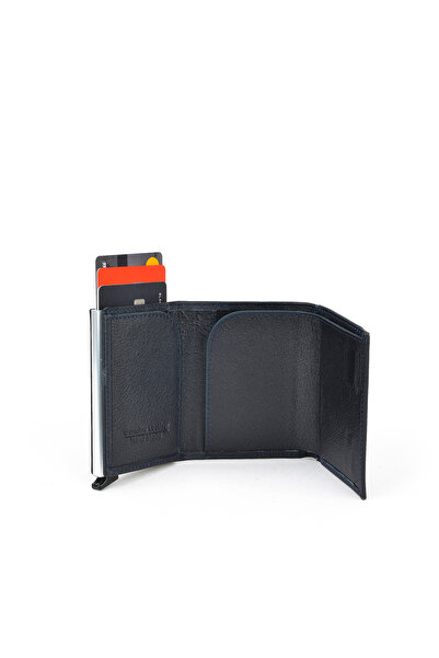 Ziya Чоловічий гаманець з механізмом з натуральної шкіри 1519841ZYMK13 Синій