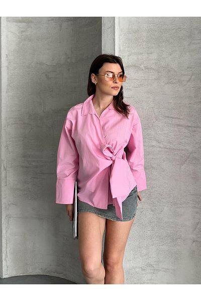 FERZOLAİO Tie-Up Pink Kimono Shirt