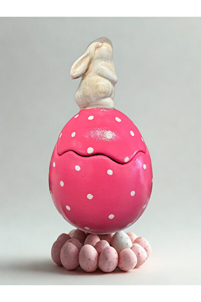 İki Cadı Tasarım Tavşan Figürlü Kırık Yumurta Kutu Obje | Dekoratif Polyester...