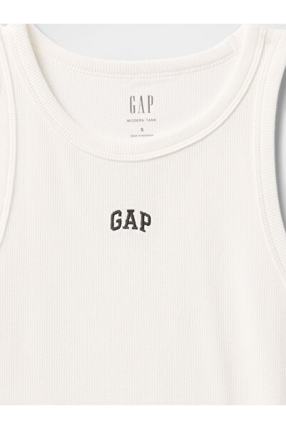 GAP Kadın Kırık Beyaz Logo Fitilli Halter Yaka Atlet