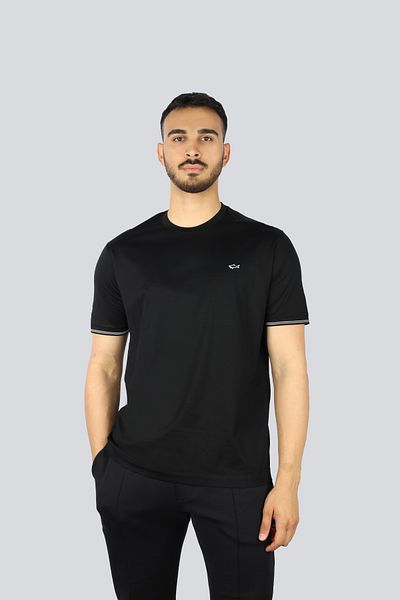 PAUL&SHARK Men's Brand Logo Cotton Regular Fit Casual Black T-Shirt 24411015 -011