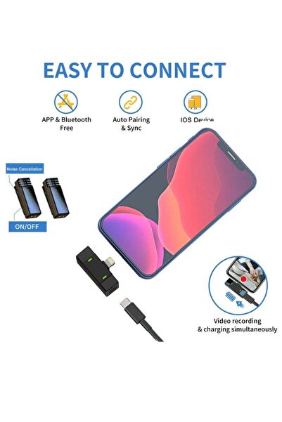 Yelajoy Wireless lavalier microphone,2.4G transmission,noise reduction,with charging box,for ios devices