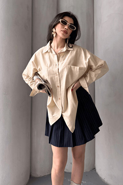 Paw Garage Γυναικείο λινό πουκάμισο Harper με διπλή τσέπη, καλοκαιρινή συλλογή 2025