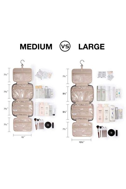 Yelajoy Multifunctional travel cosmetic bag,large capacity,multiple compartments,portable,with hook,pink