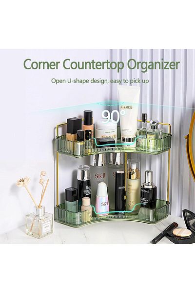 ETG 93 Corner Bathroom Counter Organizer,Vanity Trays for Skincare Makeup Storage Shelf