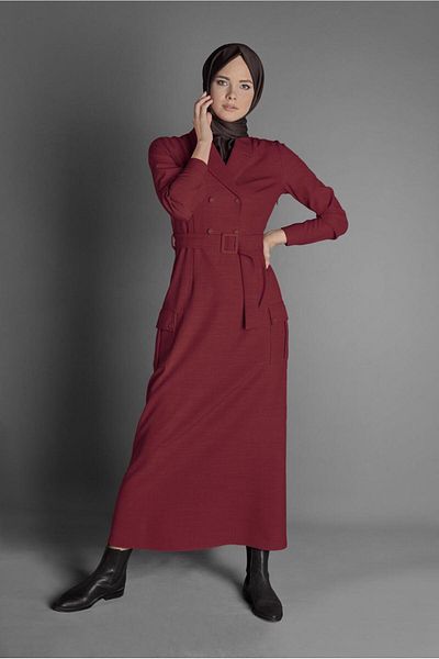 Alvina Double Breasted Neckline and Pocket Dress - Model 40176