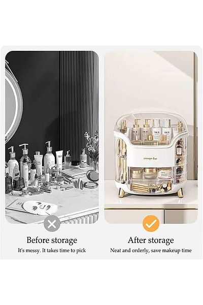 ETG Dustproof Cosmetic Storage Box,Cosmetics Skincare Jewelry Lipstick Organizer