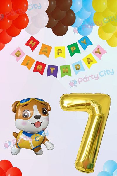 Party City Σετ μπαλονιών με θέμα το Puppy Guard με αλουμινόχαρτο 7 ετών, Paw Patrol Birthday Concept