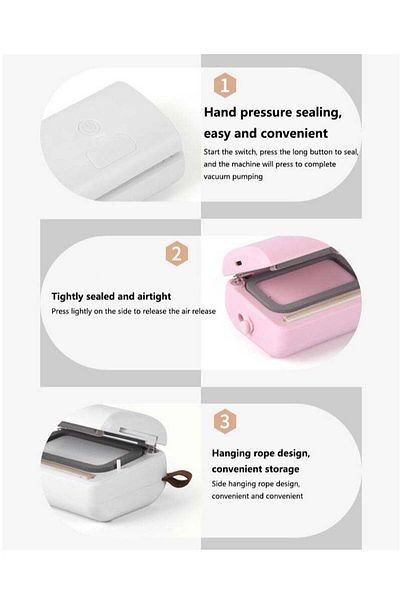 COOYA Portable food vacuum sealer,rechargeable,0.1 second fast heating,for food plastic bag storage,white