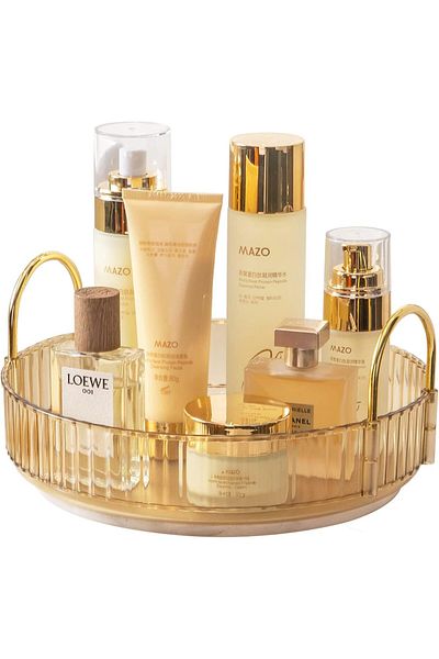 ETG Rotating Makeup Organizer for Vanity, High-Capacity Skincare Clear Make Up Storage