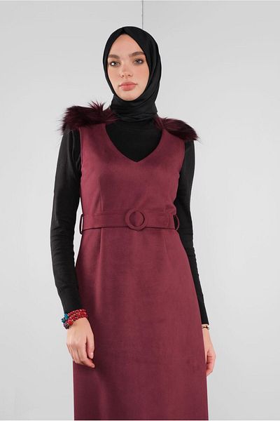 Alvina Suede with Shoulder Fur Detail 41119