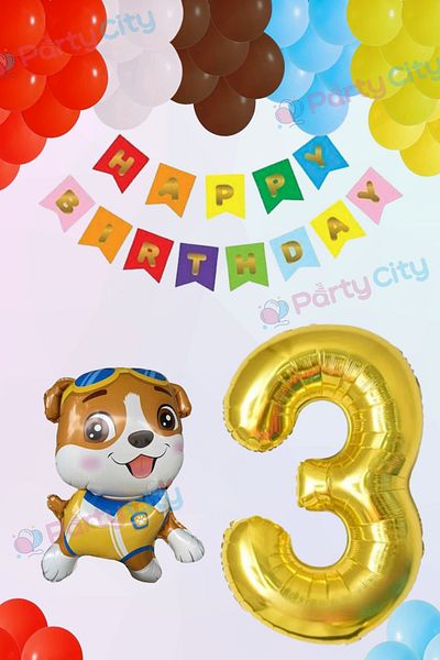 Party City Σετ μπαλονιών με θέμα το Puppy Guard με αλουμινόχαρτο 3 ετών, Paw Patrol Birthday Concept