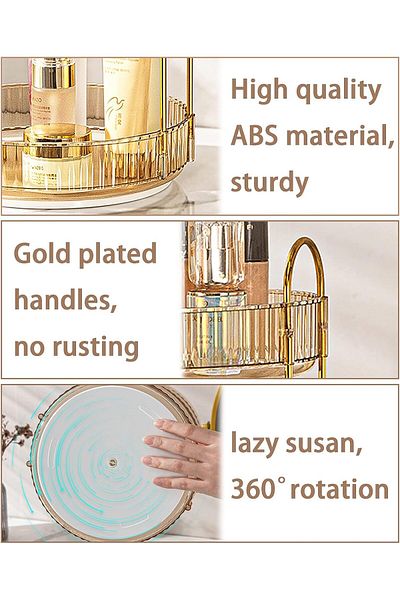 ETG Rotating Makeup Organizer for Vanity, High-Capacity Skincare Clear Make Up Storage