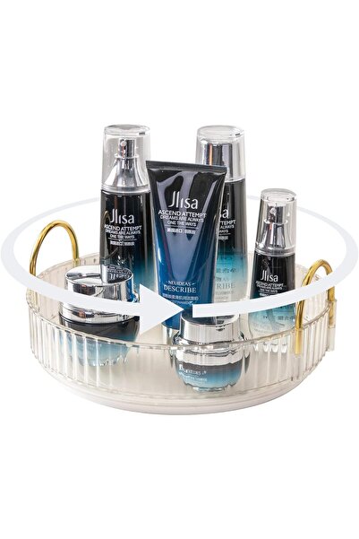 ETG منظم مكياج دوار للزينة، سعة تخزين عالية لمستحضرات العناية بالبشرة، شفاف