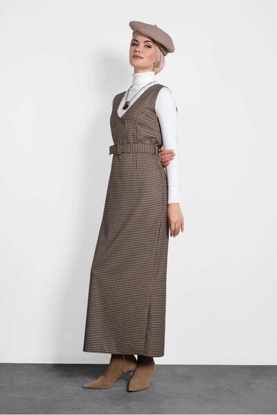 Alvina DÜĞMELİ KEMERLİ KAZAYAĞI DESEN ELBİSE 40126