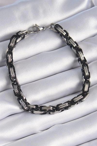 ZL Shoping 316L Steel Black Silver Color King Chain Model Men's Bracelet