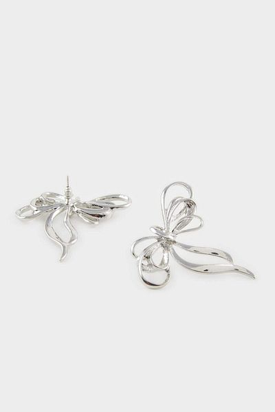 DeFacto Women's Silver Earrings - Ribbon E6712Axns