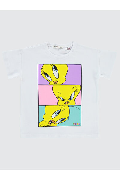 TWEETY تي شيرت بناتي 2-5 سنوات أبيض