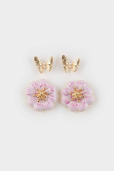 DeFacto Women's 2-Piece Floral Earrings E8032Axns