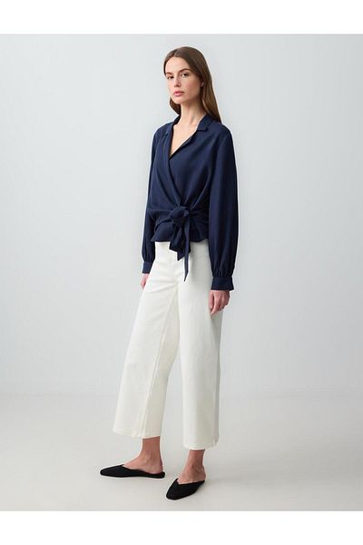 Jimmy Key White High Waist Loose Leg Relaxed Cut Denim Trousers