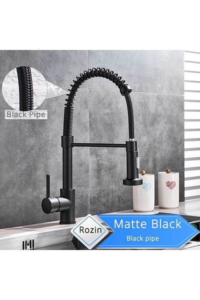 rozin Black A Rozin Brushed Nickel Kitchen Faucet Deck Mounted Mixer Tap 360 Degree Rotation Stream Spraye