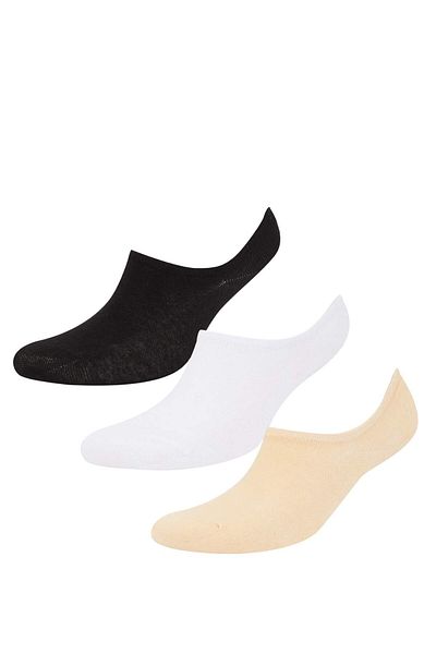 DeFacto Women's Invisible 3-Piece Cotton Sneaker Socks E2028Axns