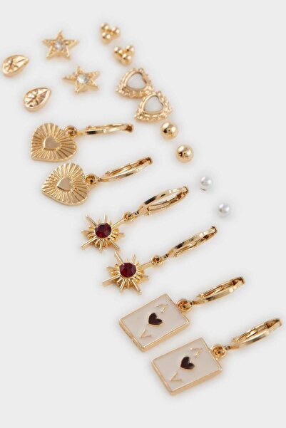 DeFacto Women's 9-Piece Gold Earrings E8549Axns