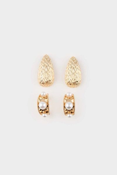 DeFacto Women's 2-Piece Gold Earrings E9082Axns