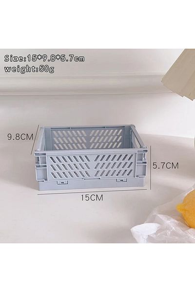 Choice Blue Medium Plastic Foldable Storage Crate Folding Box Basket Stackable Cute Makeup Jewellery Toys