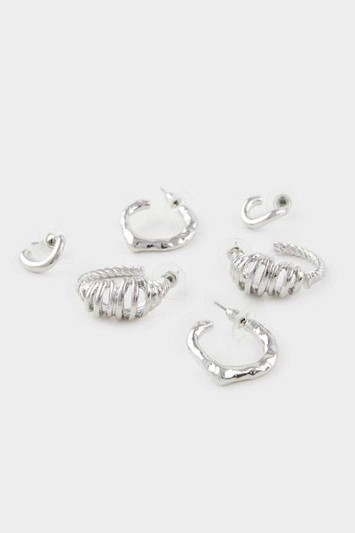 DeFacto Women's 6-Piece Silver Earrings E6709Axns