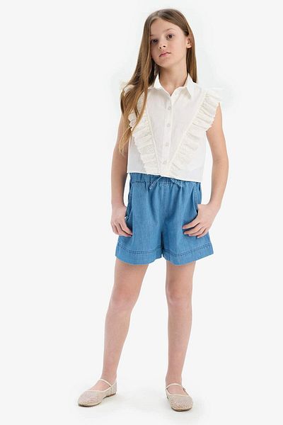 DeFacto Blugi pentru fete cu talie elastică scurti B6386A825SM
