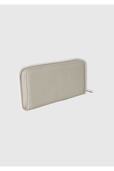 United Colors of Benetton Women's Light Blue Antique Effect Embossed Logo Zippered Rectangular Wallet
