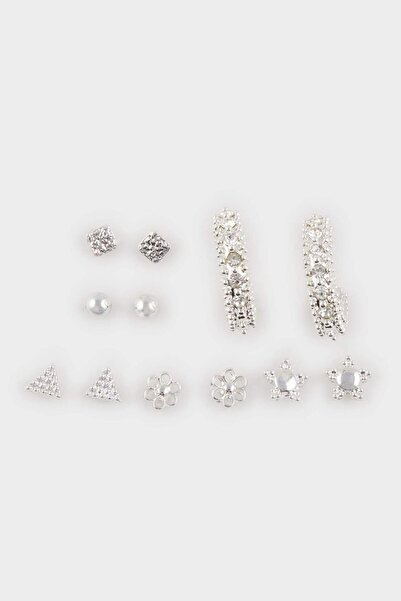 DeFacto Women's 6-Piece Silver Earrings E9056Axns