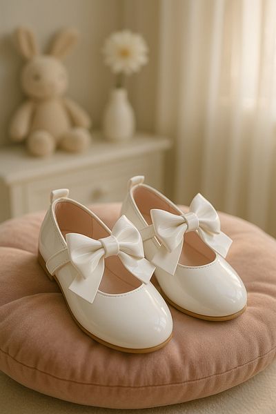 SIRRI Girl's Amira Velcro and Bow Ballerina Shoes