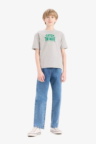 DeFacto Boy's Crew Neck Printed Short Sleeve T-Shirt E0180A825Hs