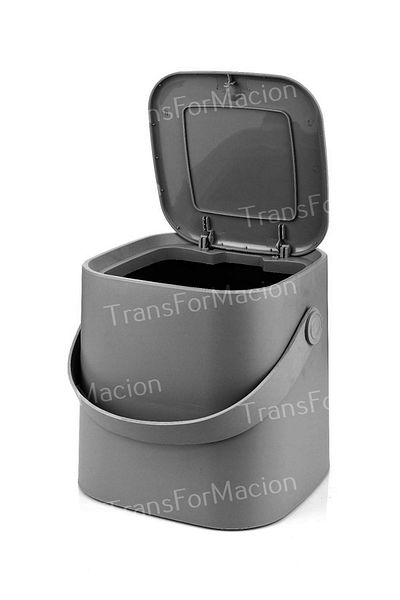 Tuffex Κάδος απορριμμάτων κουζίνας 4 Lt Grey Counter Top - με λαβή και εσωτερικό κάδο