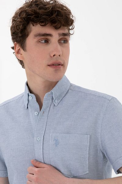 U.S. Polo Assn. Ανδρικό κοντομάνικο πουκάμισο γαλάζιο 50300222-VR003