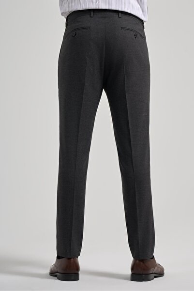 İmza Black Flexible Slim Fit Classic Trousers with Side Pockets 1003250160
