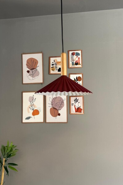 Bamyum Avilla Vişne Çürüğü Tekli Metal Avize Ahşap Başlık Rustik Cafe Mutfak Modern Sarkıt Aydınlatma