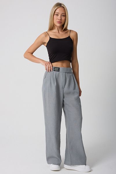 Montland Women's Anthracite High Waisted Velcro Palazzo Trousers