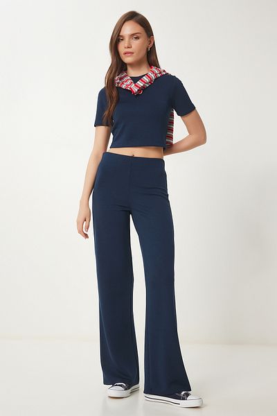 Lovelyİstanbul Fitted/Fitted Flexible Modal Bottom-Top Suit Dark Blue Lub0086