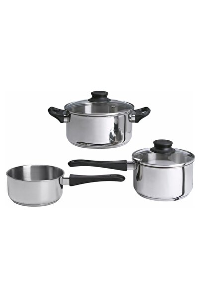 IKEA Annons 5-piece Cookware Set, Glass/stainless Steel