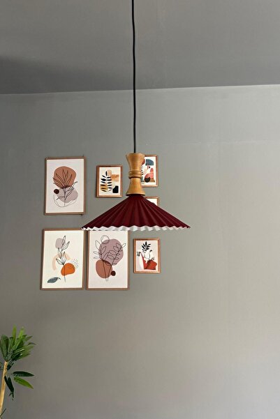 Bamyum Avilla Vişne Çürüğü Tekli Metal Avize Ahşap Piyon Başlık Rustik Cafe Mutfak Modern Sarkıt Aydınlatma