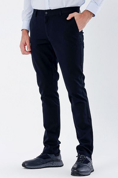 İmza Dark Navy Blue Stretchy Side Pocket Casual Slim Fit Chino Pants 1003230173