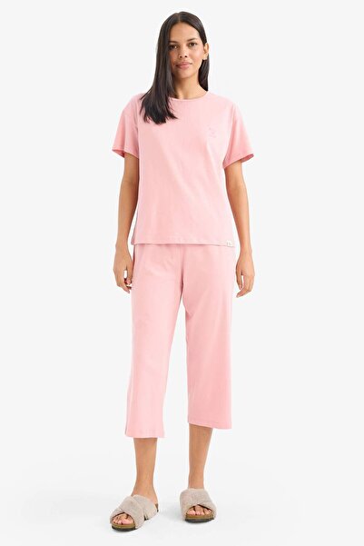 DeFacto Pjama Suit with Short Sleeve Top and Bell Bottom Capri
