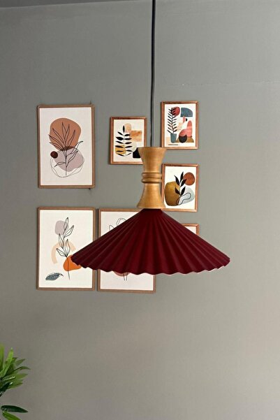 Bamyum Avilla Vişne Çürüğü Tekli Metal Avize Ahşap Piyon Başlık Rustik Cafe Mutfak Modern Sarkıt Aydınlatma