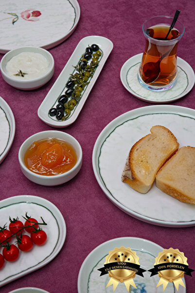 Heda Porselen Ebrusu 16 Parça 6 Kişilik Porselen Kahvaltı Takımı