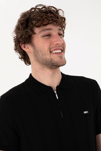 U.S. Polo Assn. Men's Slim Fit Polo Neck Black T-Shirt 50306457-Vr046